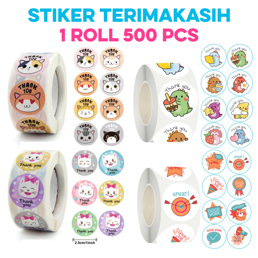 

500pcs Stiker Bulat Label Thankyou & Sanrio 2,5cm ST001