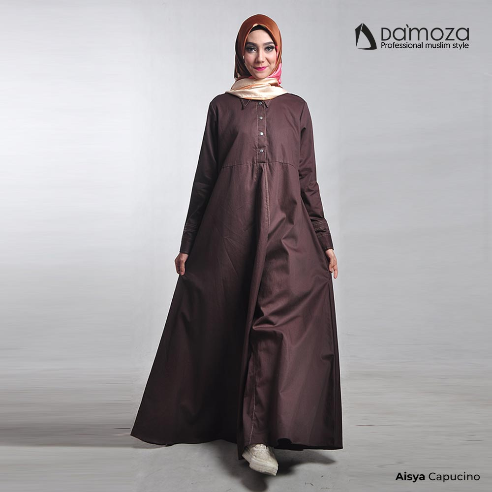 GAMIS DAMOZA Aisya Cappucino (Lin) / Baju Damoza / Dress Muslim - shafeeaofficial