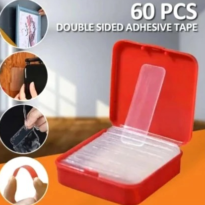 Isi 60Pcs + Box / 4M Double Tape Multi Fungsi / Mini Nano 2 Tips tip / Serba guna/ Serbaguna / Dua l