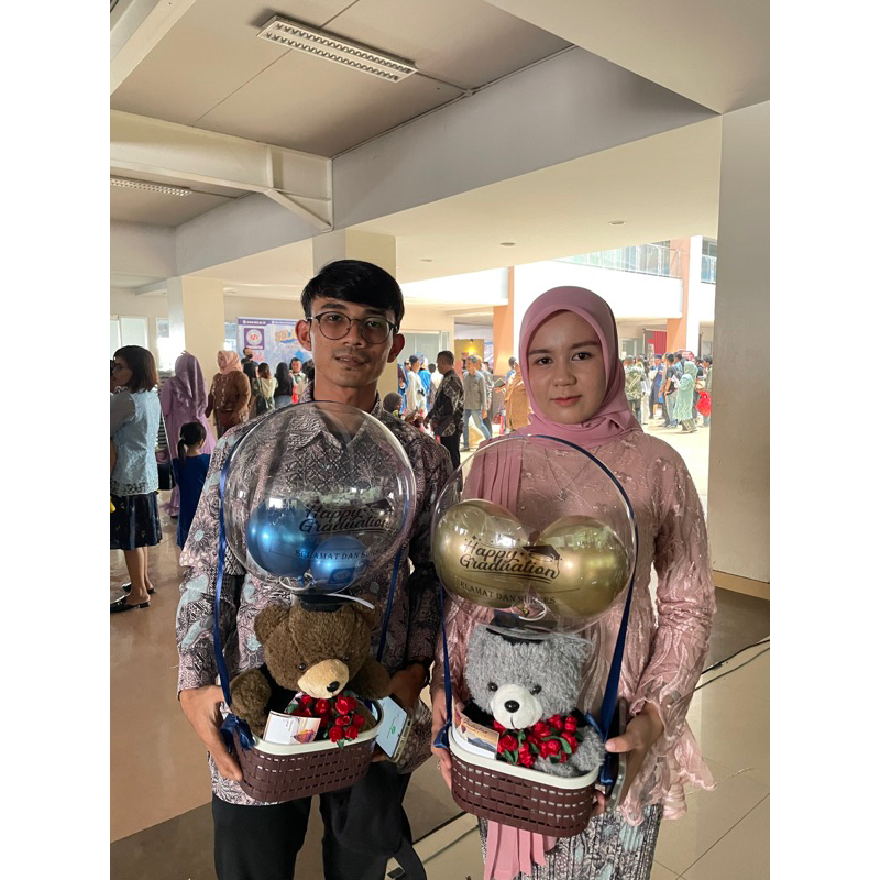	 Buket Keranjang flower Boneka teddy Balon terbang gratis cetak nama Dan ucapan di ballon	