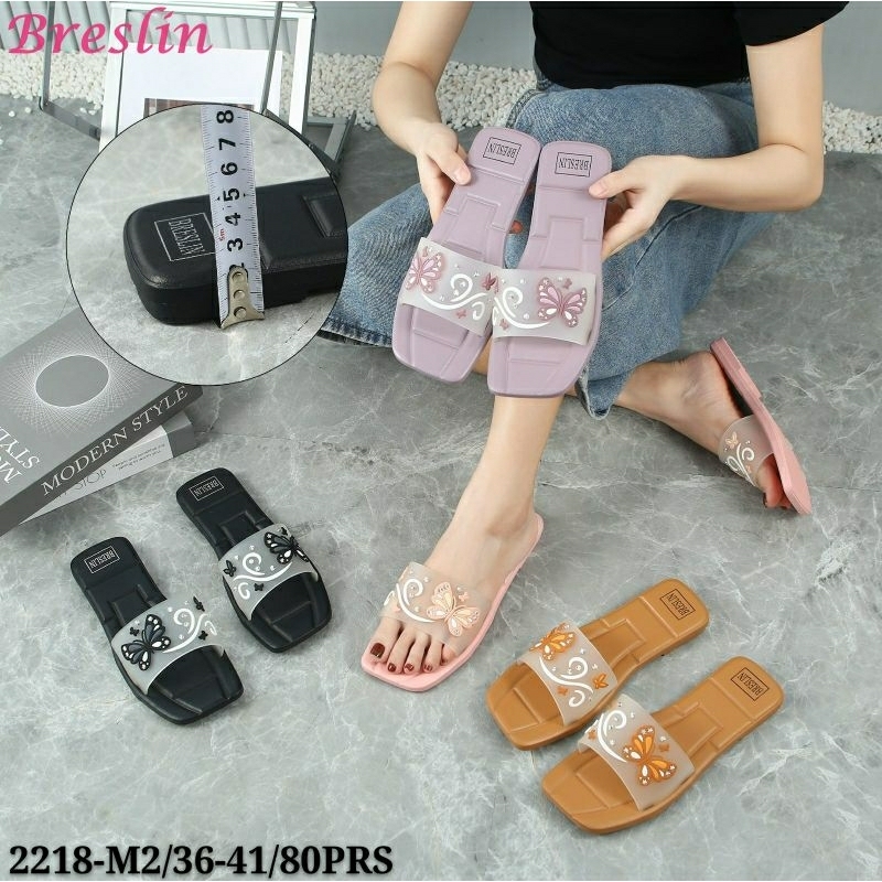 Sandal Wanita Flat Jelly Breslin/Sandal Teplek karet Wanita