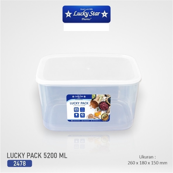 TOPLES PLASTIK LUCKY PACK 5200 ML / WADAH PLASTIK / FOOD CONTAINER / TOPLES PENYIMPANAN MAKANAN - LU