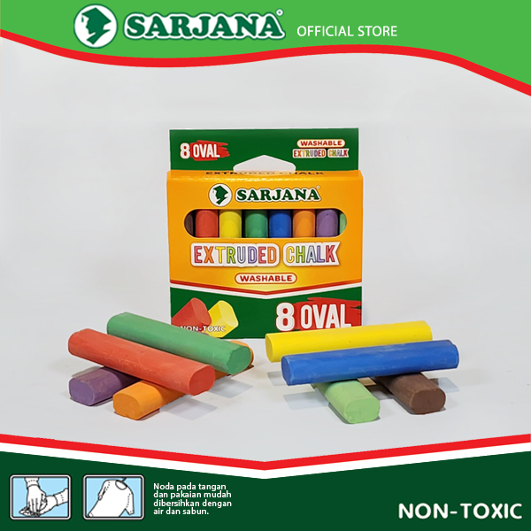 

Sarjana Kapur Tulis 8 Batang Warna Washable Extruded