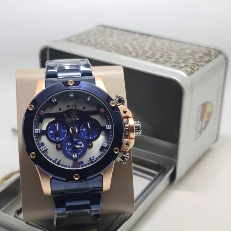 Jam Tangan Leopard Pria Mickey Crono Aktif Rantai Stainless Stell