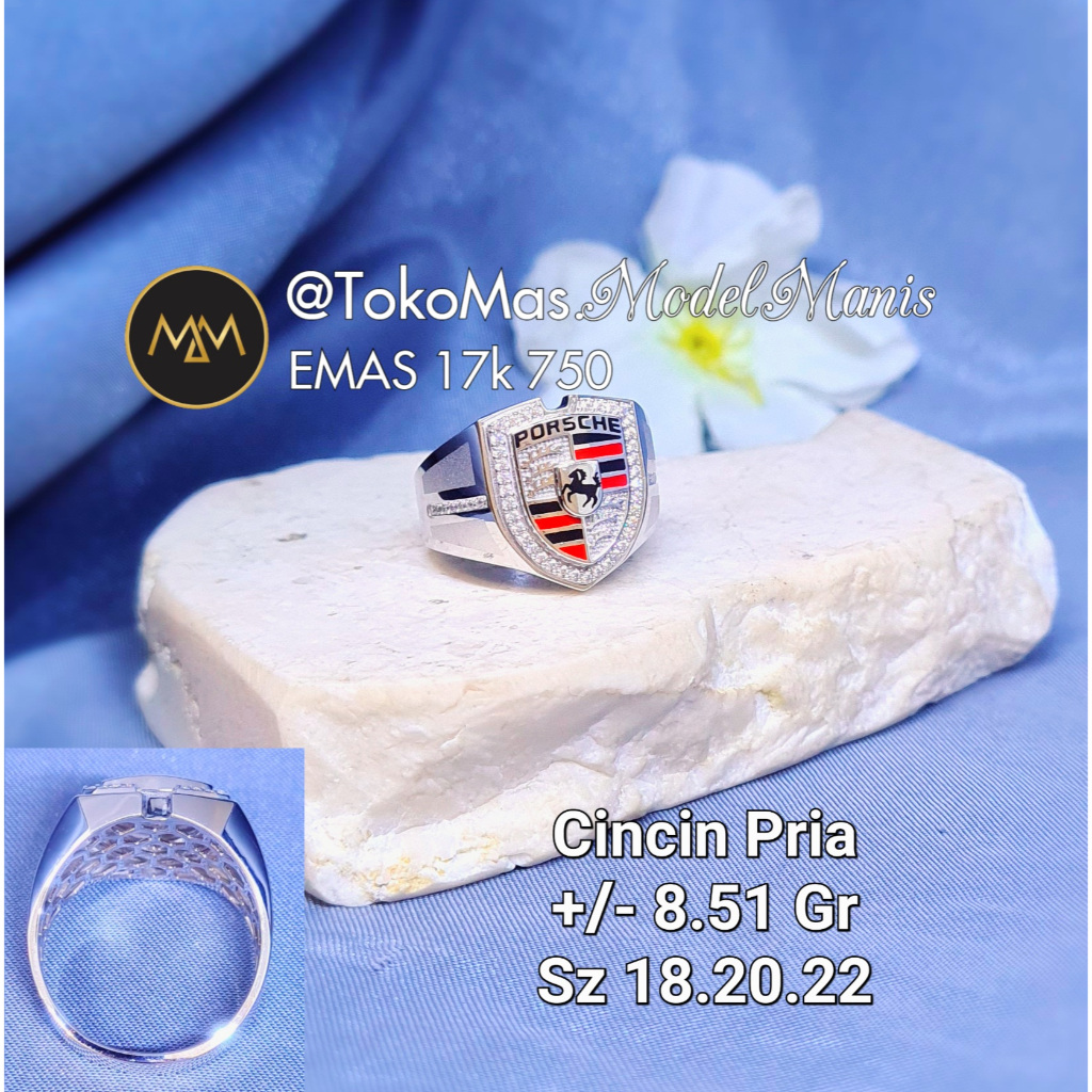 Cincin Emas Pria Fashion Italy Emas Putih 750 kadar 17k