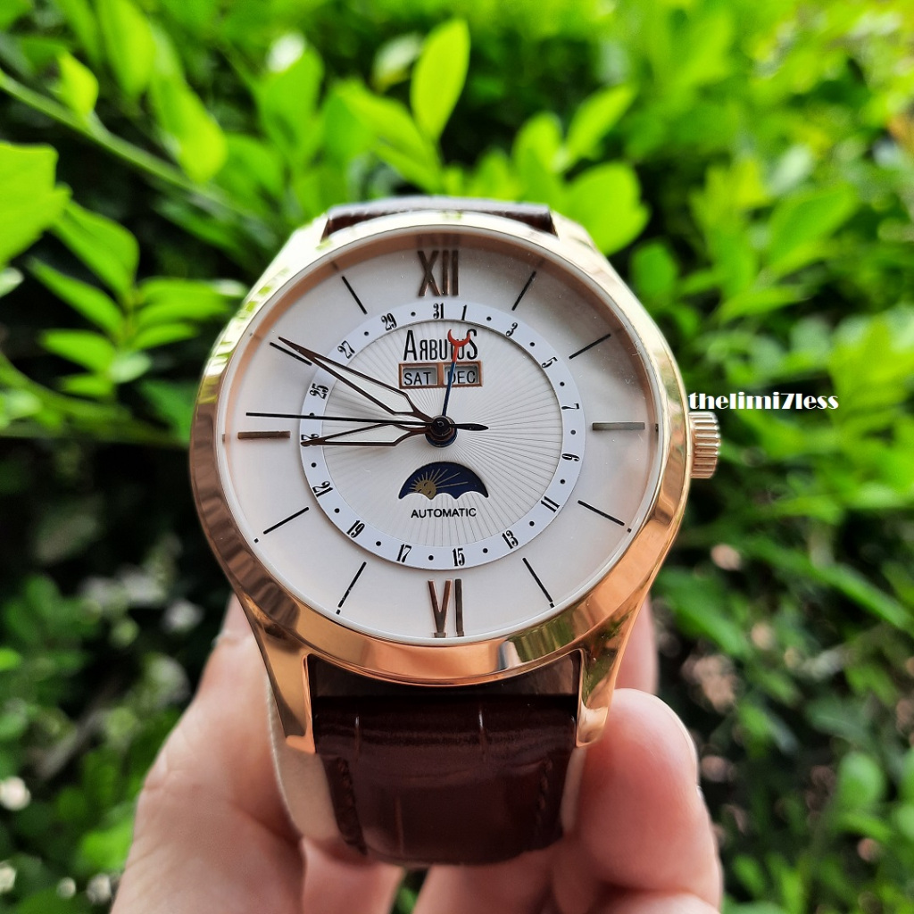 Jam tangan Arbutus AR511 automatic triple date pointer moonphase