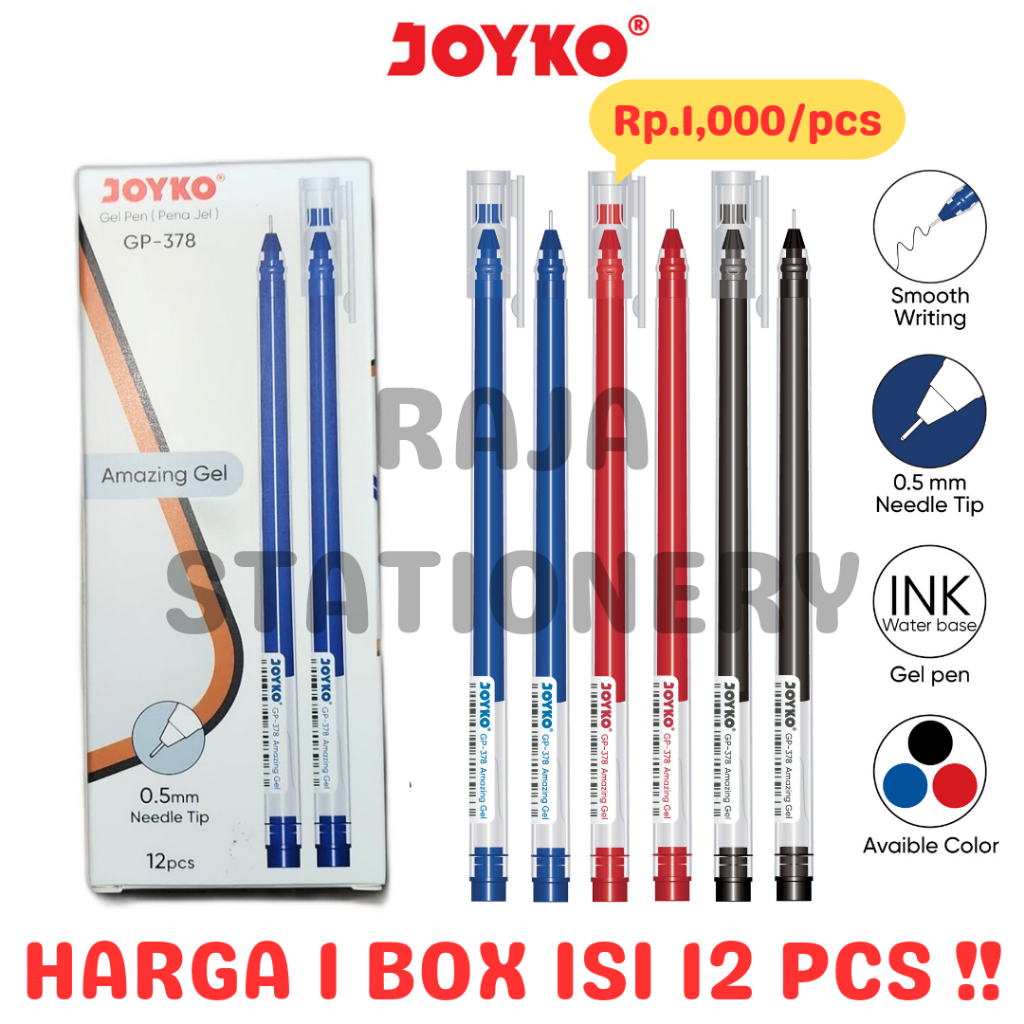 

JOYKO GEL PEN AMAZING GEL BLACK BLUE RED PEN JEL HITAM BIRU MERAH GP-378 [12PCS]