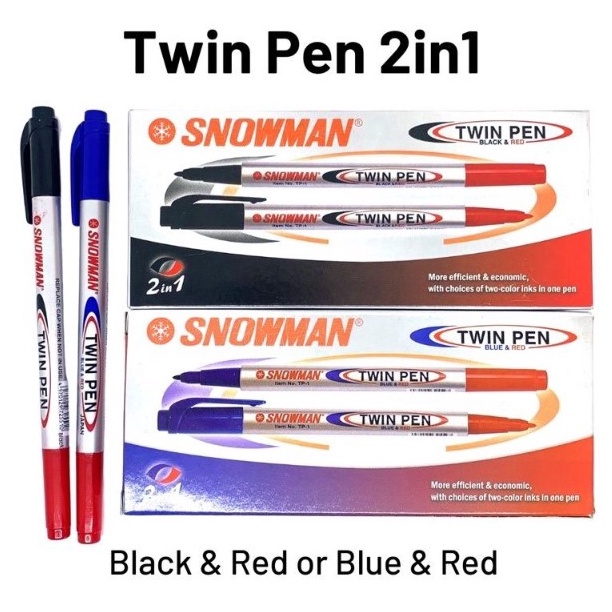 

Stok banyak SPIDOL TWINPEN SNOWMAN 2 WARNA / PEN 2 SISI [LUSIN - 12 pcs] JGS