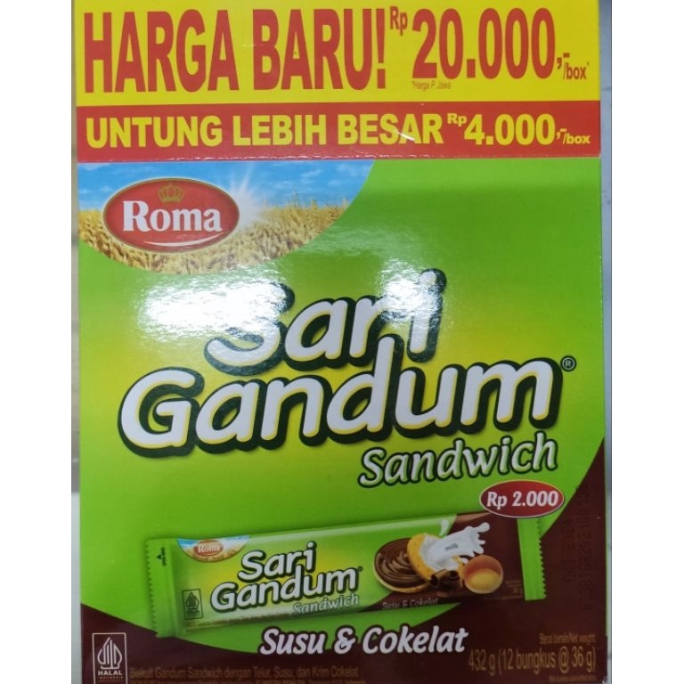 

L@@ri3 ROMA SARI GANDUM COKLAT BOX [ 12x39 GR ] Barang Terupdate