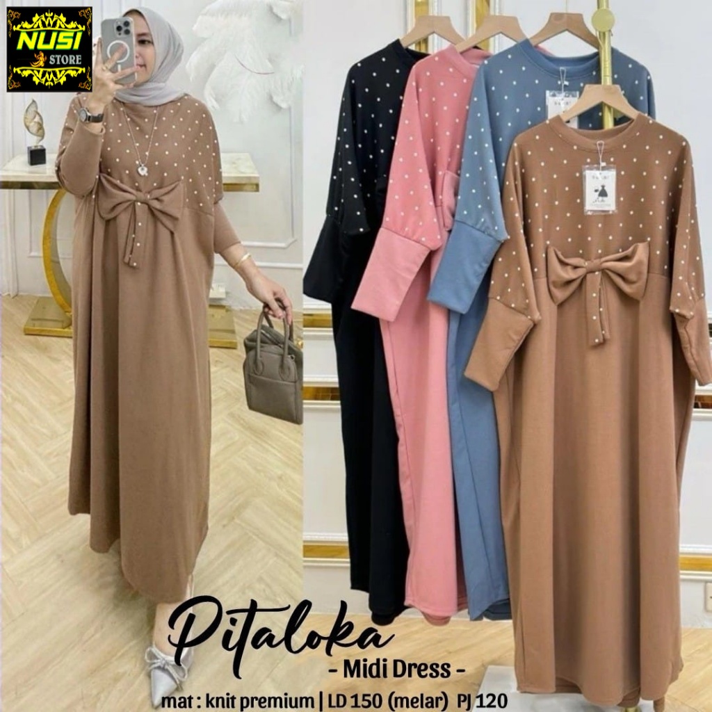 pitaloka midi dress super jumbo ld 150 dres pakaian baju longdress panjang kaos knit big size xxxl b