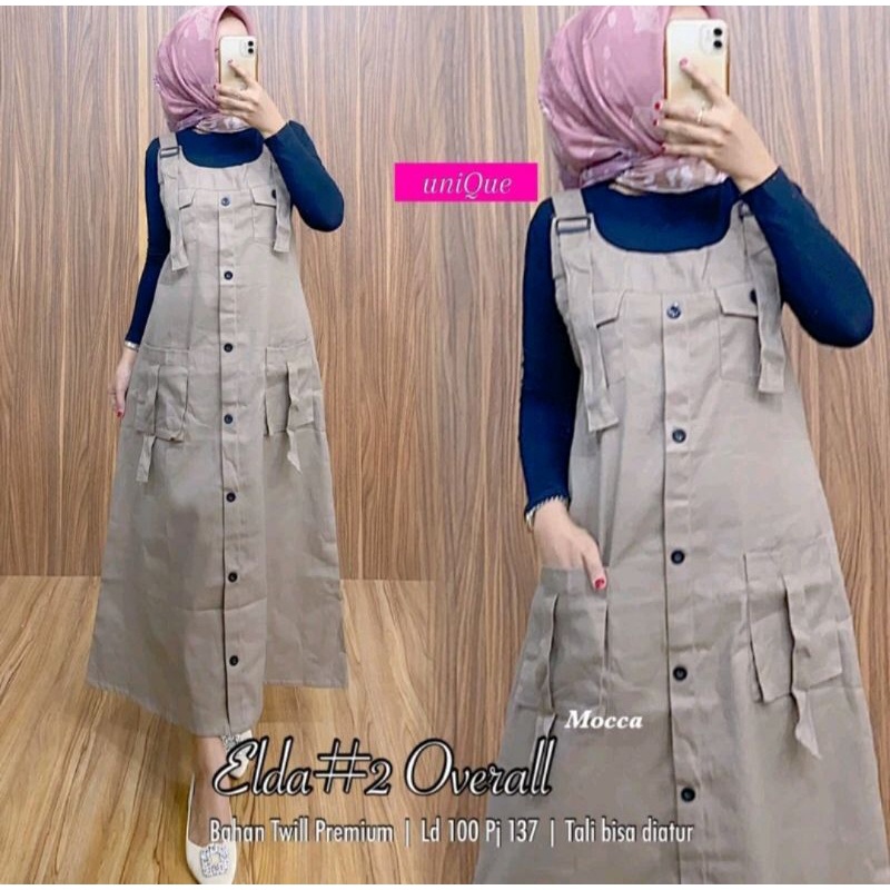 12.12 HARGA GROSIR overall dres wanita korea outer wanita terbaru kekinian katun twill ELDA #2 OVERA