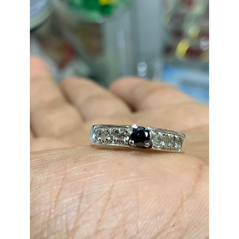 CINCIN WANITA IKAT PERAK BERLIAN HITAM,BERLIAN EROPA