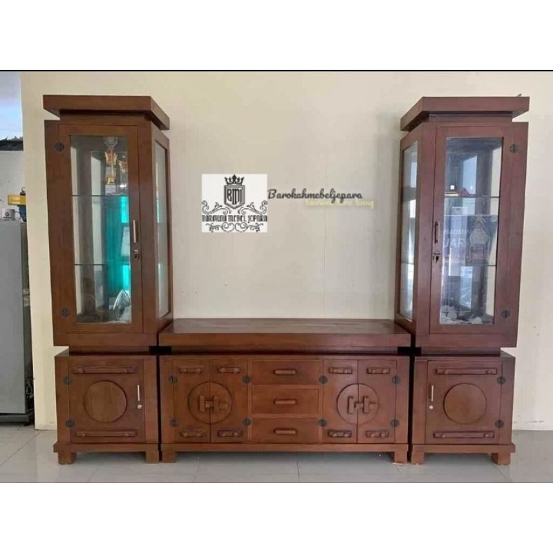 Bufet tv Jati Coboy cardenza plus lemari kabinet hias