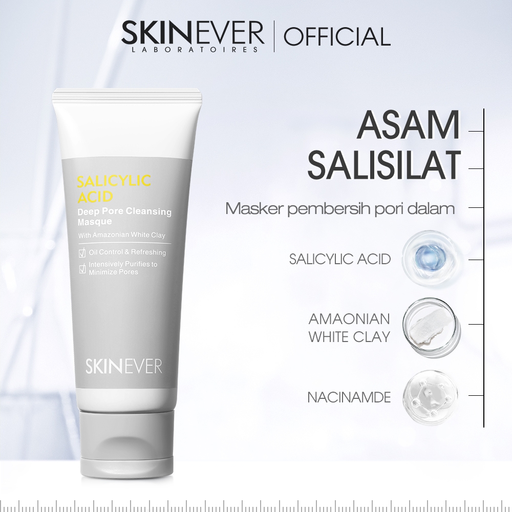 SKINEVER Clay Mask Masker Pembersih Pori Dalam Asam Salisilat Masker Lumpur Pengontrol Minyak Pembersih Dalam 80ML