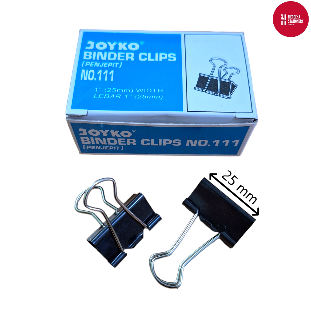 

(ISI 12)Binder Clip/Clips/Penjepit Kertas No. 111 Joyko Lebar/Width 1" inch/ 25 mm