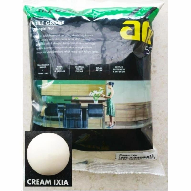 Semen pengisi nat keramik tile grout AM 53 warna cream ixia