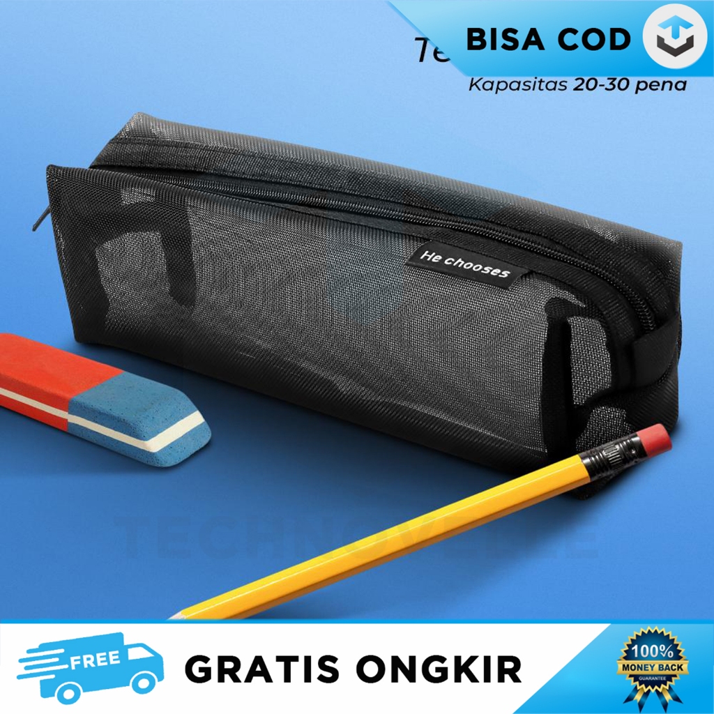 

KOTAK PENSIL TRANSPARAN JARING RESLETING STATIONERY ZIPPER BAG SIMPLE