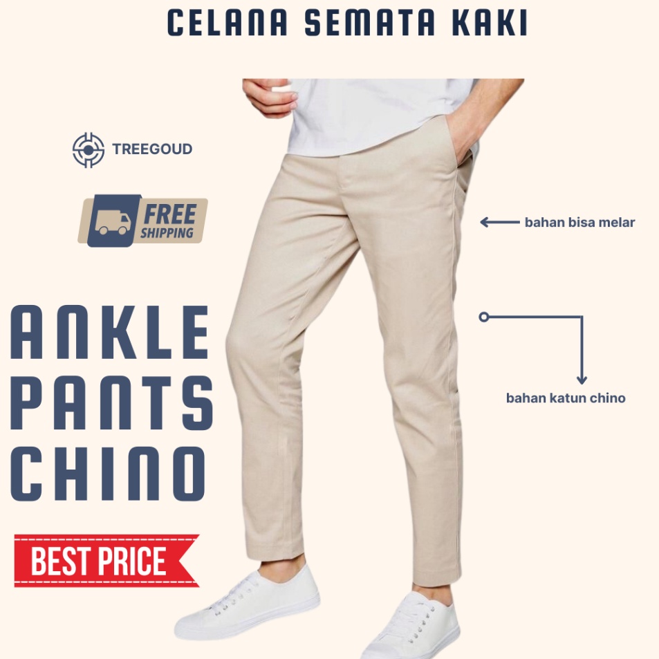 BGDM5668 Terbaru TREEGOUD CELANA ANKLE PANTS PRIA CELANA CHINO ANKLE PRIA ANGKLE PANTS CHINO PRIA CE