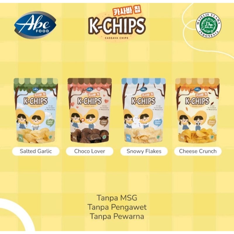 

ABE FOOD K-CHIPS CASSAVA CHIPS MURAH| KERIPIK SINGKONG NO MSG 80GR