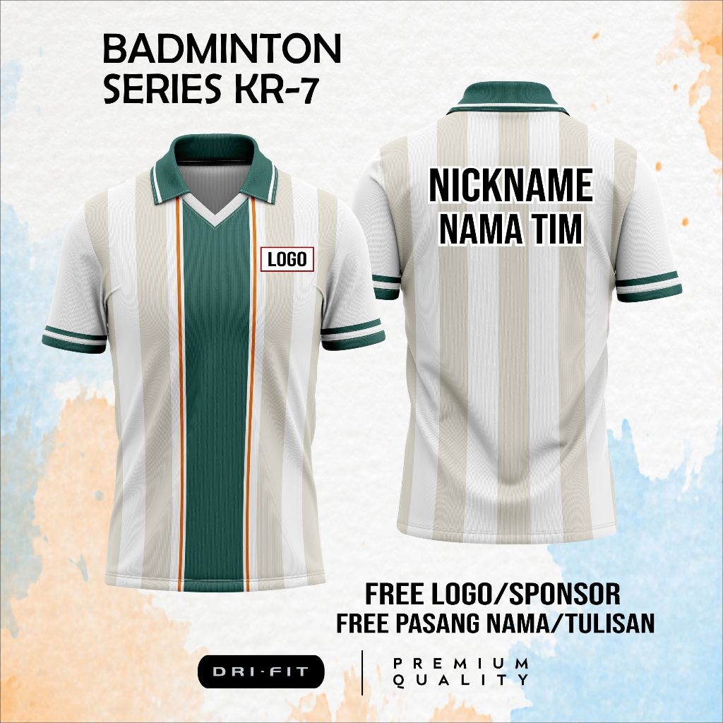JERSEY KAOS POLO BADMINTON BULUTANGKIS GOLF KR7 - BISA SATUAN CUSTOM