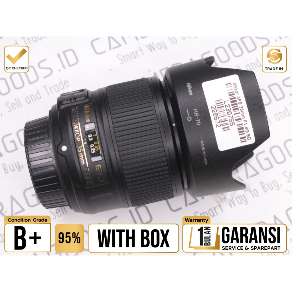 Nikon Nikkor AFS FX 35mm F1.8 G ED Lens - Grade B+ - L230755