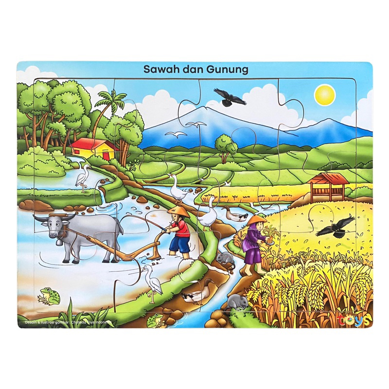 Puzzle Sawah & Gunung Mainan Edukasi Kayu Chateda Toys