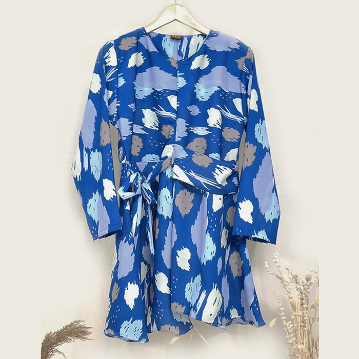 NEFF Busana atasan wanita | Baju tunik wanita | Baju blouse wanita | Maxmara biru dan hitam motif
