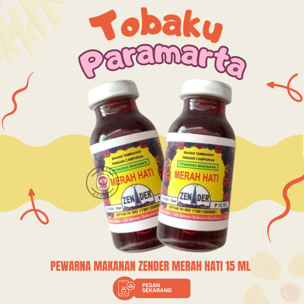 

PEWARNA MAKANAN ZENDER MERAH HATI 15 ML / PEWARNA MAKANAN ZENDER