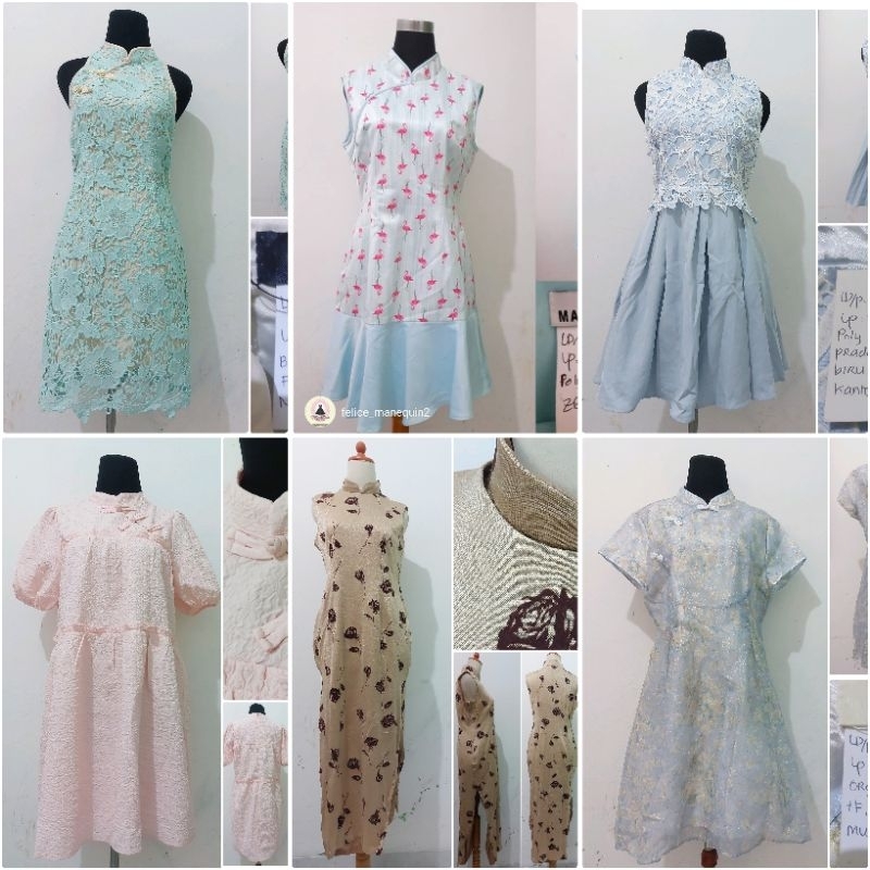 Cheongsam Aline Dress PREMIUM/Imlek Kerah Shanghai Aline/Congsam Dress Aline