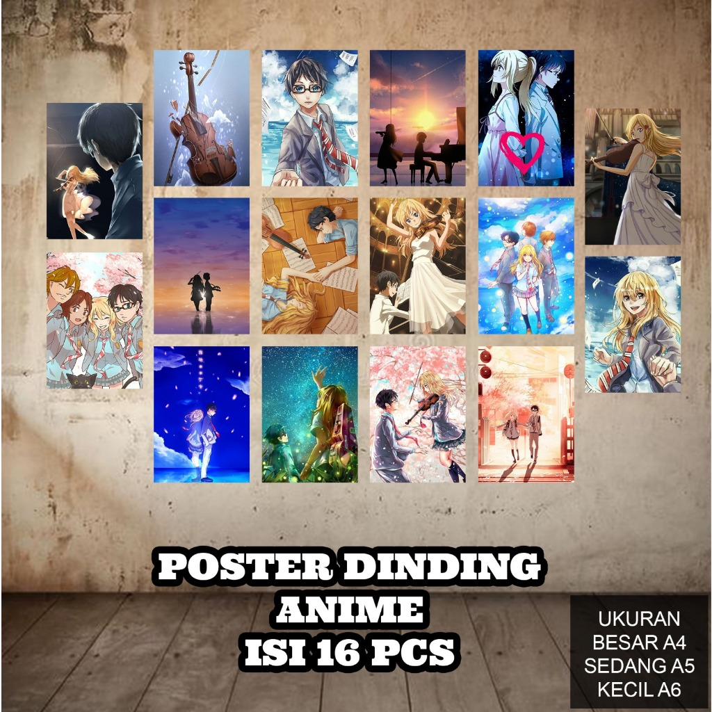 Poster Dinding Tema Anime Ukuran A4 A5 A6 | Isi 16 PCS Poster Aesthetic  [R42] Poster Kartun Anime