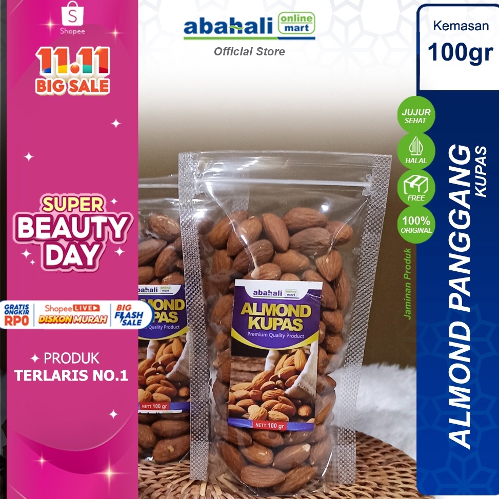 

[☞P91/] Kacang Almond Kupas 100 Gr Tanpa Kulit Matang Enak Bergizi Flash Sale
