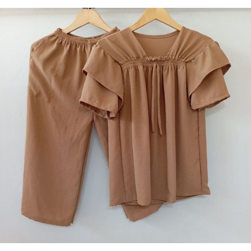SETELAN FUJI KERUT DADA TANGAN SUSUN ONE SET CRINKLE AIRFLOW