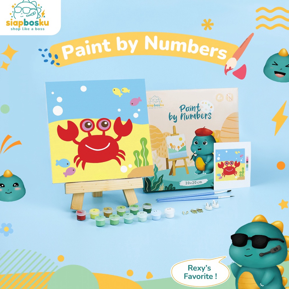 

[❀K19<] KANVAS LUKIS UNTUK ANAK CANVAS PAINTING BY NUMBER FOR KIDS 20x20 CM TERMASUK CAT KUAS FRAME KAYU SIAP LUKIS - ANIMAL 2 SERIES Diskon Spesial