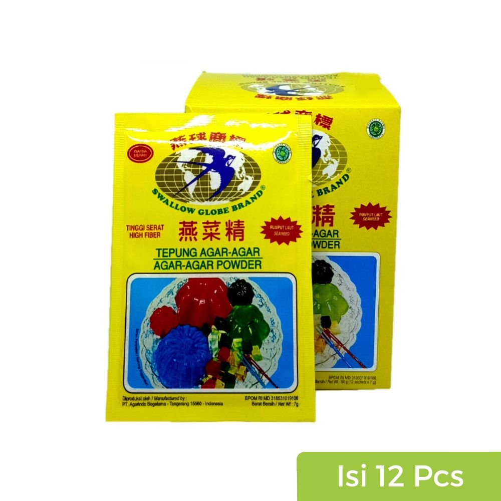 

Swallow Globe Brand Tepung Agar Agar Box Isi 12 Sachet x 7g