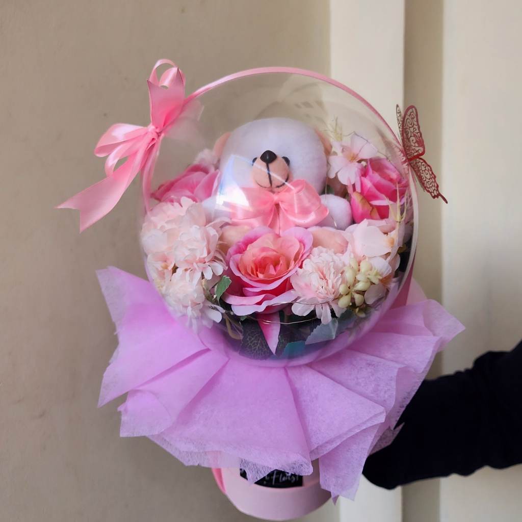 Balon Akrilik Bucket Balon Awet Selamanya Buket Balon Artificial Kado Kaisha Ms