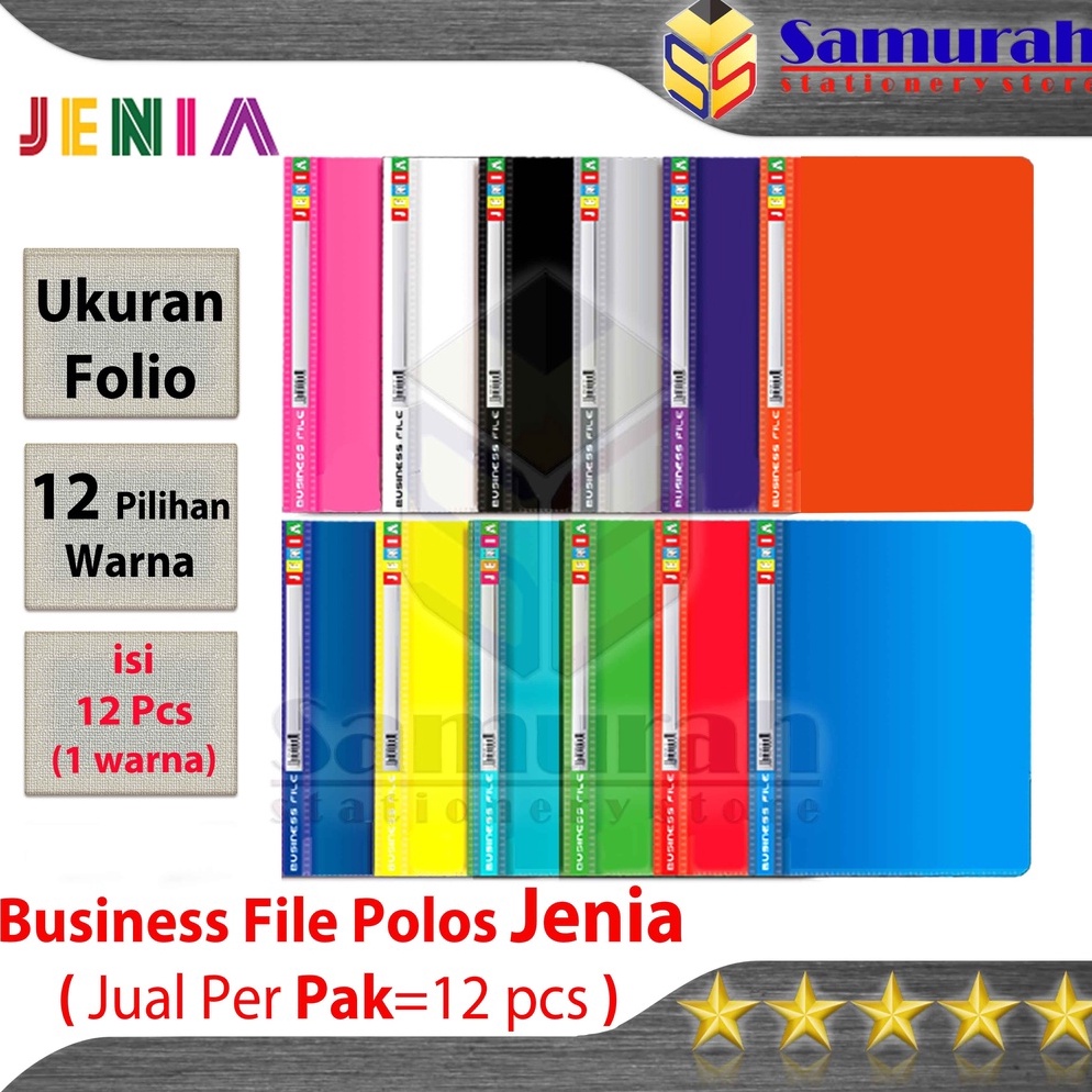 

Sell3r Map Business File Polos Folio Jenia ( 1 pak ) isi 12 Pcs / Map Bisnis File Acco Plastik F4 12 Pilihan Warna [58]