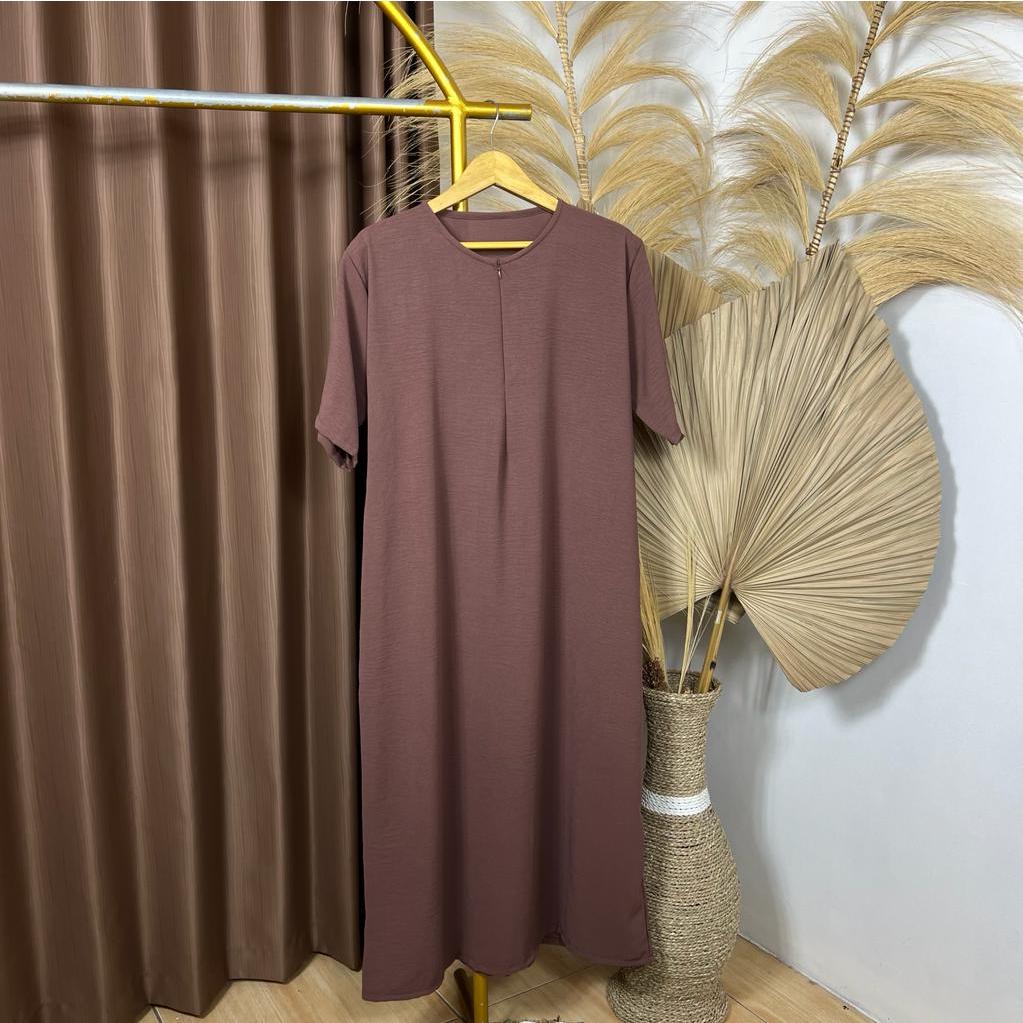 RB Daster Polos Kekinian Lengan Pendek Panjang Semata Kaki Bahan Crinkle Jumbo LD 120