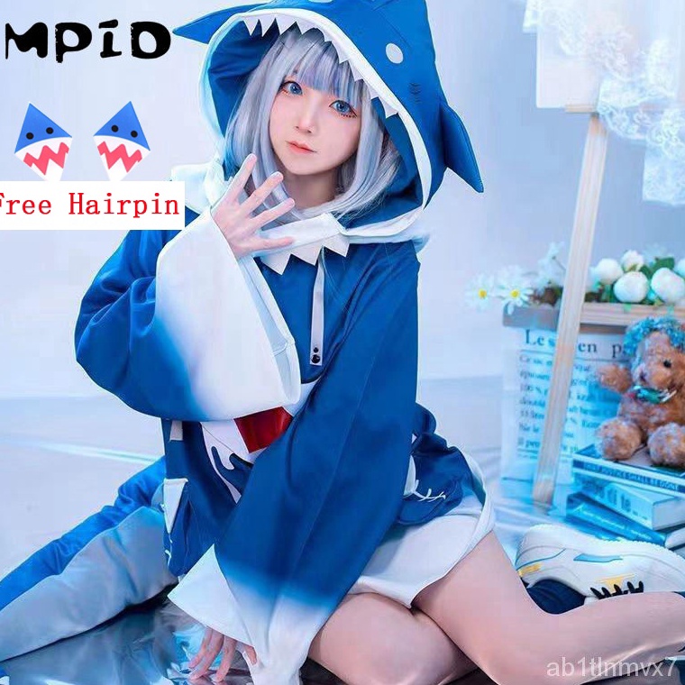 Diskon Heboh Koded2D7p 【MPID】Ready Stock Hololive Gawr Gura Cosplay Costume ENG Shark Kid Kostum Kar
