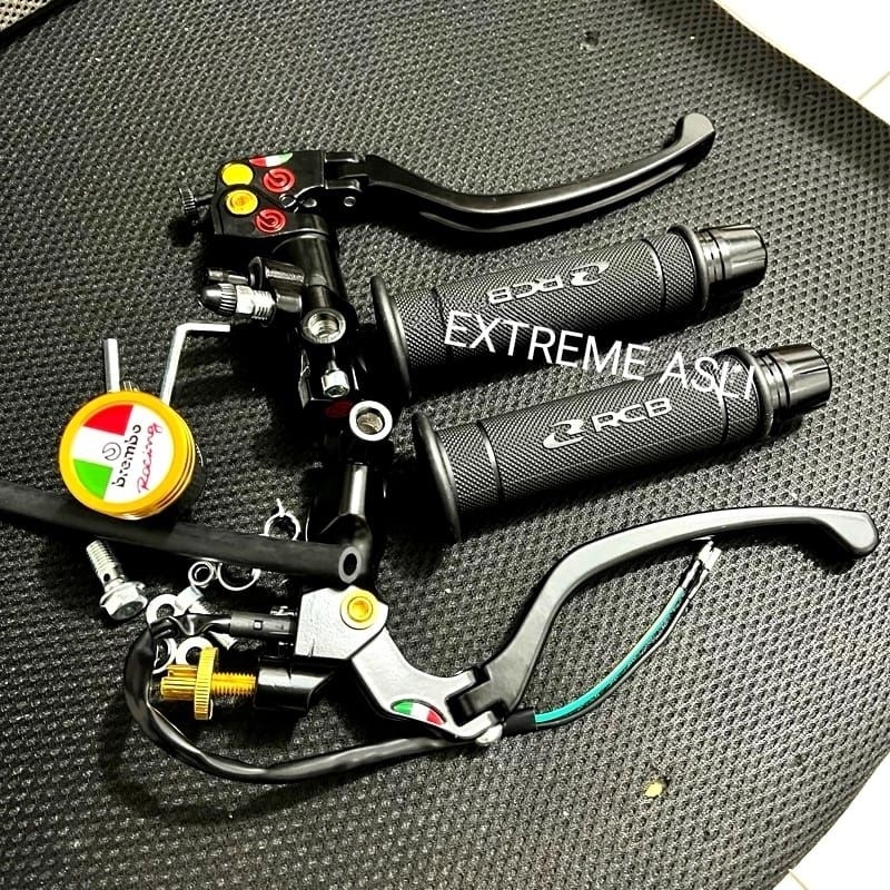 Paket master rem model izumi plus handgrip rcb hg55 plus jalu stang full cnc universal motor beat va
