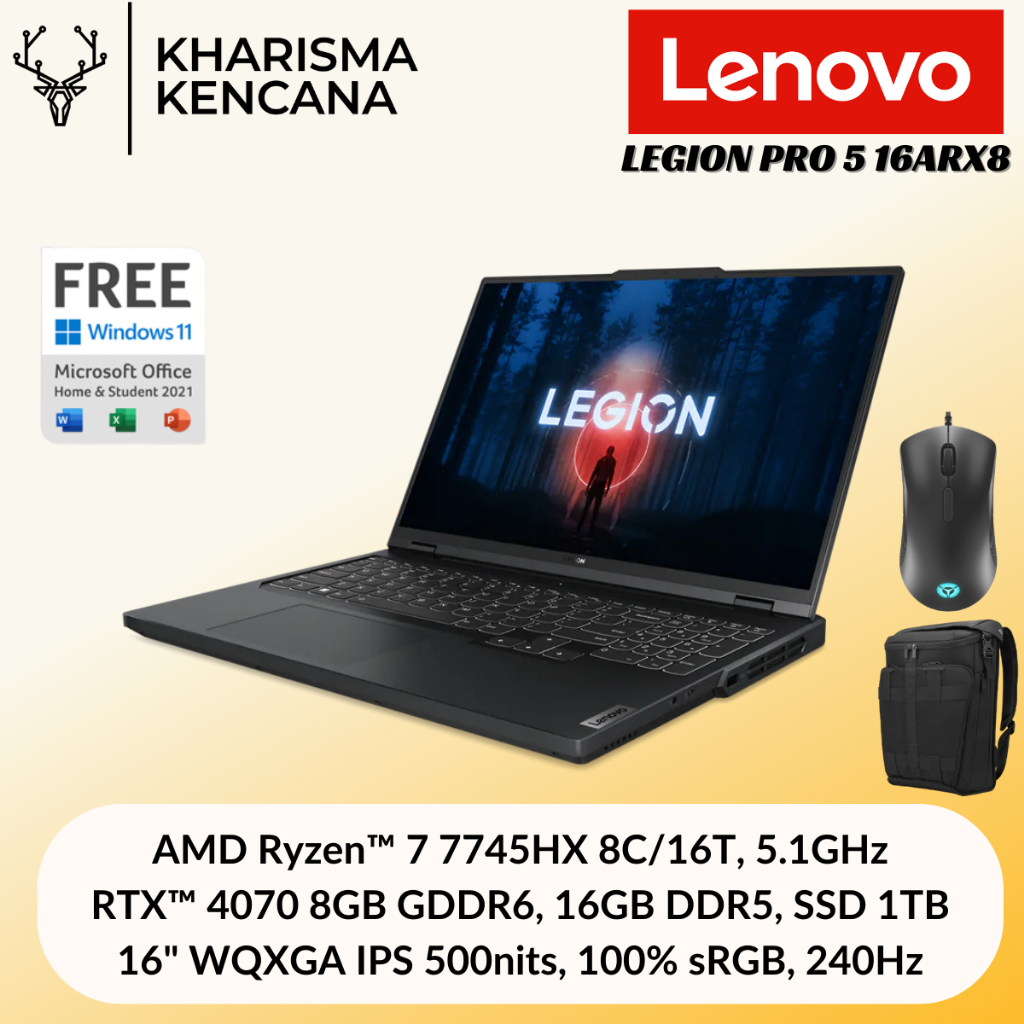 LEGION PRO 5 16ARX8 7AID R7 7745HX 16GB 1TB RTX4070 8GB 15,6" 240HZ