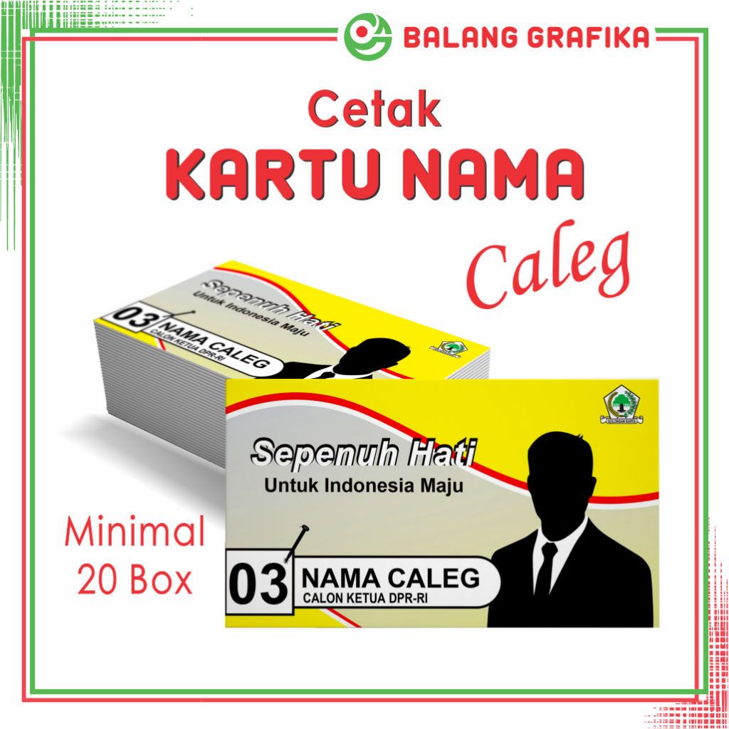 

Cetak Kartu nama Caleg Partai partai Pilpres Pilkada Kampanye Makassar