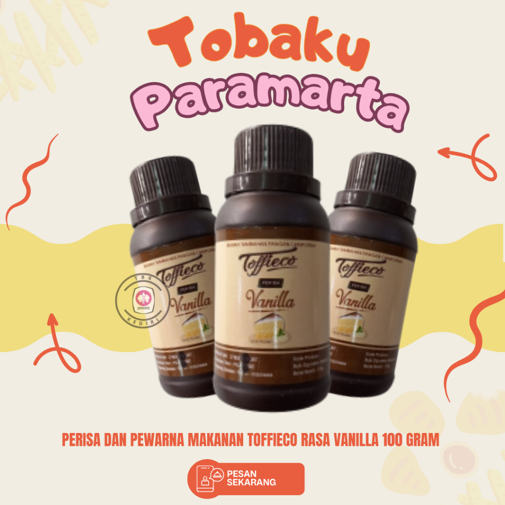 

PERISA DAN PEWARNA MAKANAN TOFFIECO RASA VANILLA 100 ML / PERISA DAN PEWARNA MAKANAN TOFFIECO / TOFFIECO