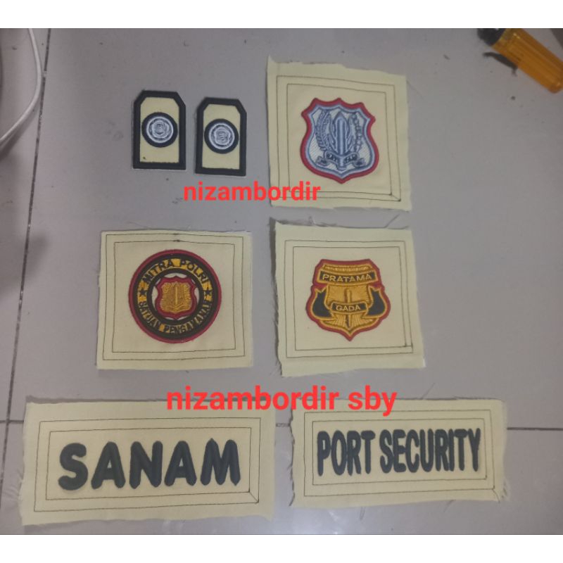 ATRIBUT SATPAM PDL super timbul premium quality motif BRIMOB WARNA KREM