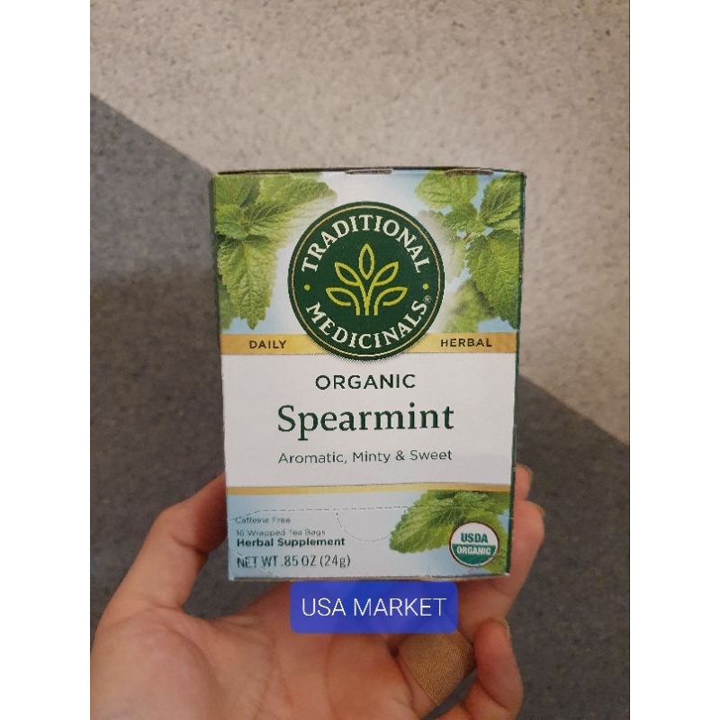 

Traditional Medicinals Organic Herbal tea Organic Spearmint 16 tea bags Caffeine Free