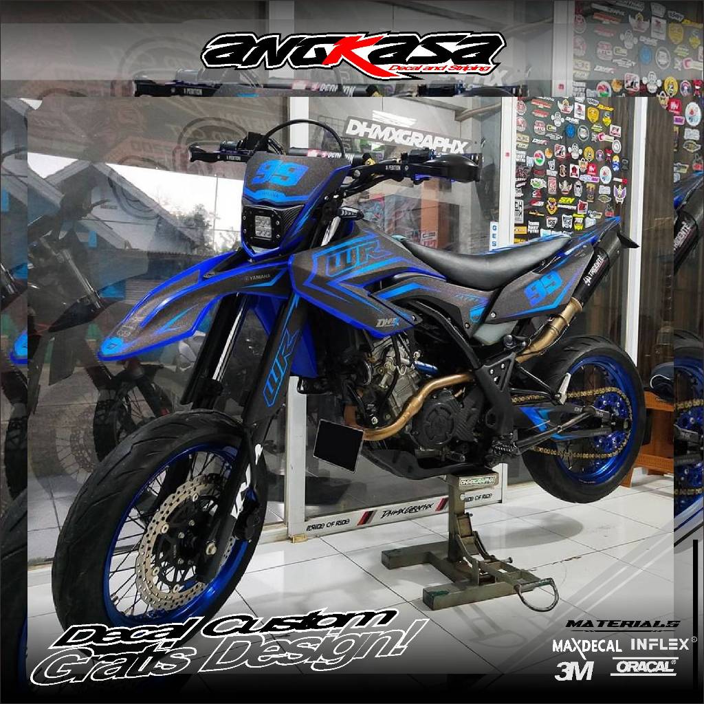 DECAL STIKER WR 155 BIRU HITAM SIMPEL KEREN MOTIF TERBARU