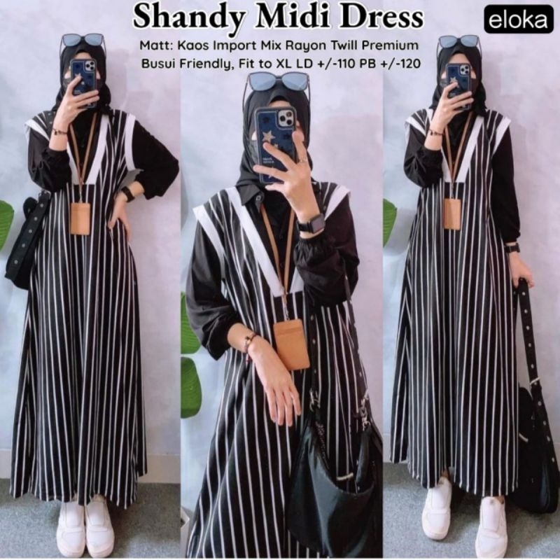 Shandy Midi Dress | dress salur | gamis salur | gamis katun