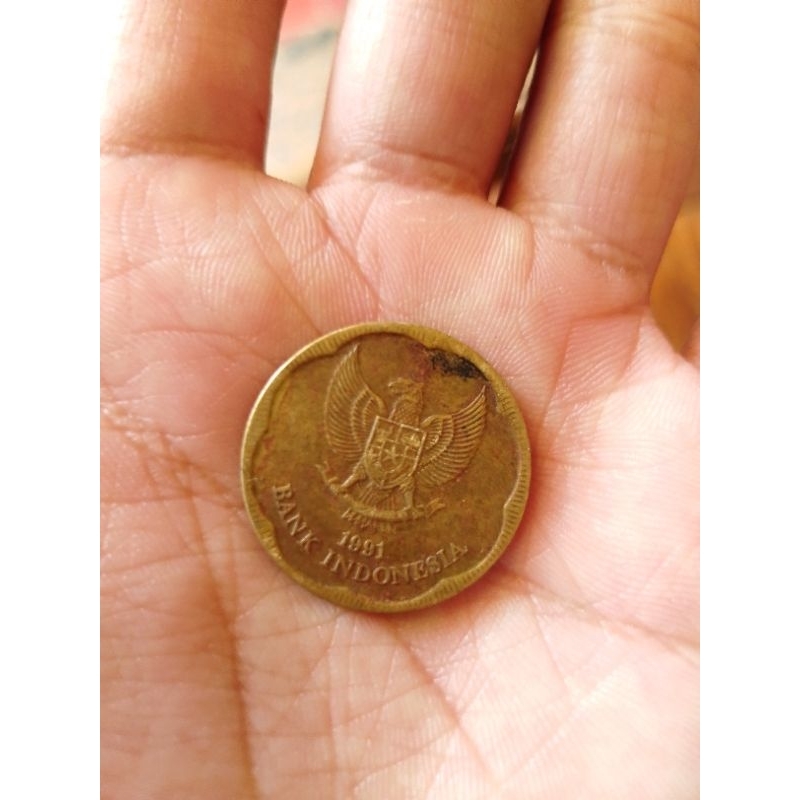 Koin kuno 500 rupiah gambar melati  tahun 1991 LANGKA