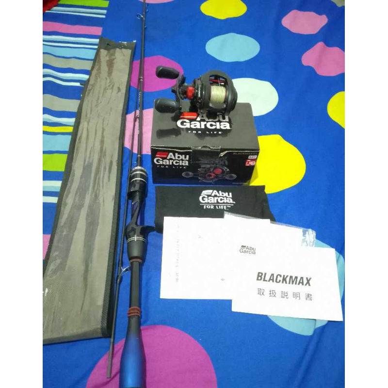 Set joran dan reel bc Abu Garcia black max 4L dan oncak veyron