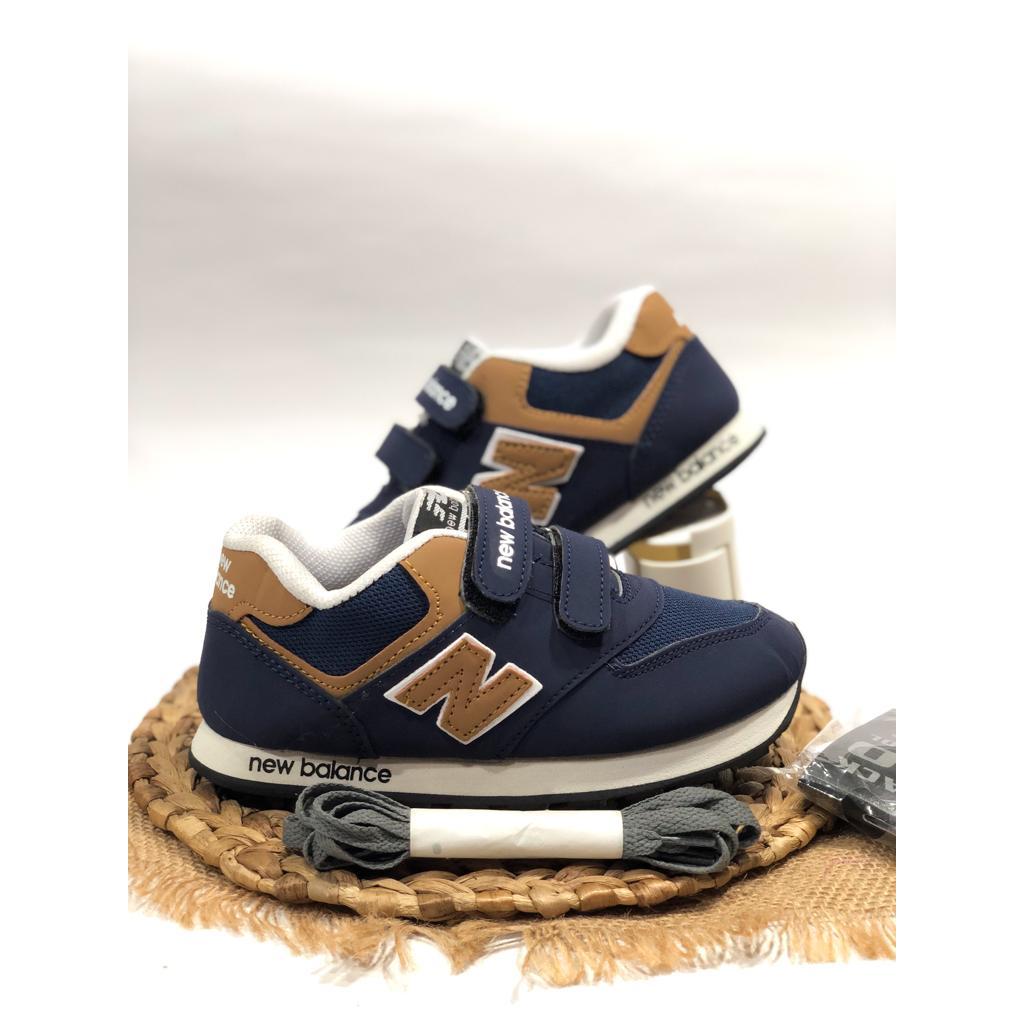 Sepatu NB NAVY COKLAT anak laki laki perempuan sneakers anak sekolah usia 3 4 5 6 7 8 9 10 tahun imp