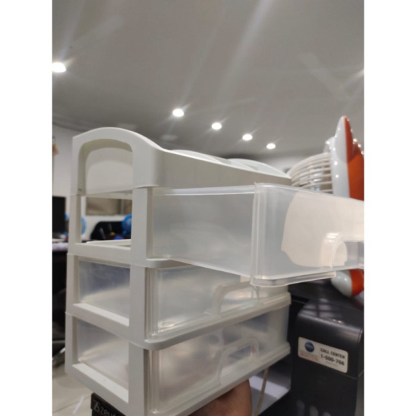 Dijual Rak Kosmetik Putih / Rak Make Up Susun Plastik 3 Laci Putih Plastik - RKosmetik putih Berkual